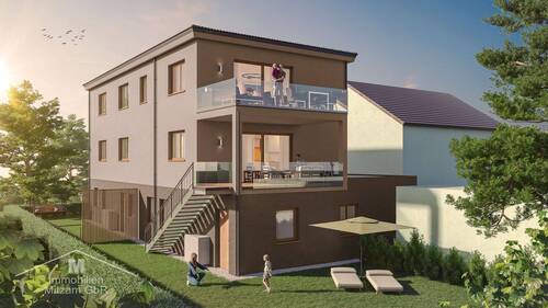 Südansicht - Effizienzhaus 40NH TWO-Living - Doppelhaushälfte neu gedacht - mit Doppelgarage in zentraler Toplage