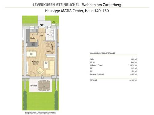 Leverkusen - Zuckerberg EFH 2BA - MATIA Center EG - Reihenmittelhaus mit 115,00 m² in Leverkusen zum Kaufen