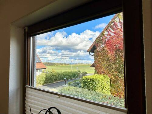 Blick von der Küche/Esszimmer ins Grüne - 