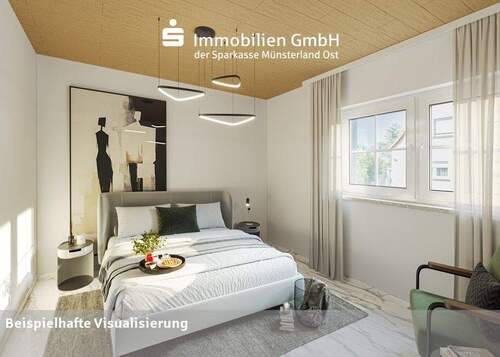 Schlafzimmer - Doppelhaushälfte mit 63,00 m&sup2; in Ahlen zum Kaufen