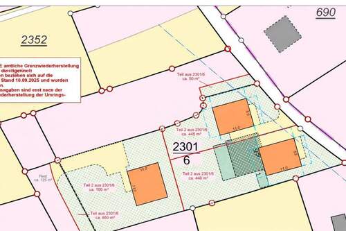 Plan mit Vorbescheid für 3 Efh - 
