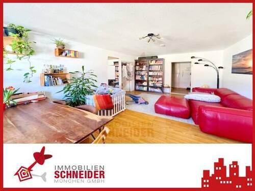 Wohnzimmer - IMMOBILIEN SCHNEIDER - Lehel- wunderschöne 2 Zi-Wohnung mit Wohnküche, Holzdielenboden in Bestlage
