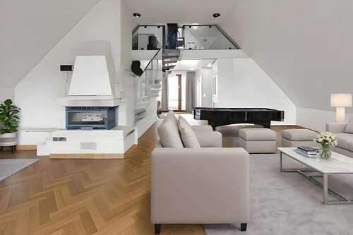 Wohnzimmer Obergeschoss illustriert - 