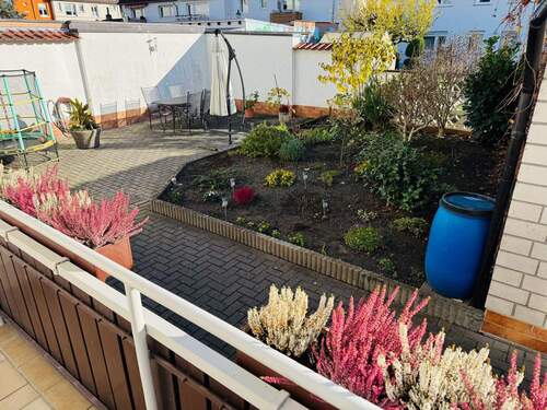 Aussicht Balkon - Gartennutzung! - MA-Käfertal - 3-Zimmer-EG-Wohnung mit Balkon und Garage