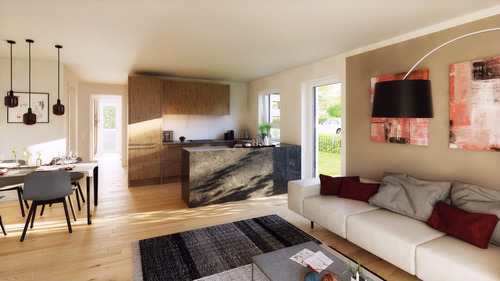 Kochen-Essen-Wohnen.png - Terrassenwohnung mit 88,00 m&sup2; in Nürnberg zum Kaufen