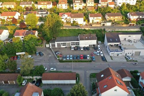 Draufsicht - Gewerbepark mit Halle, Büro und Wohnungen