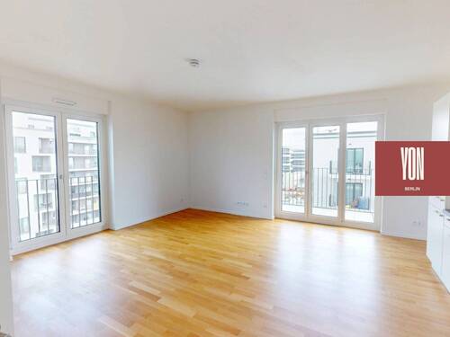 Ansicht II: Wohn- und Esszimmer mit offenem Küchenbereich - 3 Zimmer Etagenwohnung in Berlin