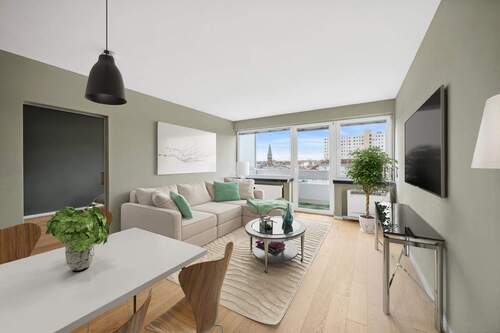 Visualisierung Wohnbereich - 2-Zimmer-Neubauwohnung mit Balkon, Aufzug und Concierge-Service in Charlottenburg