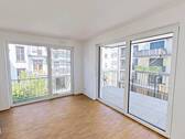 Ansicht II: Wohn- und Esszimmer mit offenem Küchenbereich - 2 Zimmer Etagenwohnung zur Miete in Saarbrücken