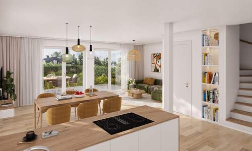 Visualisierung Wohnzimmer - Doppelhaushälfte mit 103,00 m² in Unterschleißheim / Riedmoos zum Kaufen