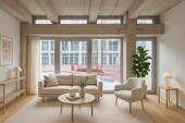 Beispielvisualisierung - Stilvoll wohnen: Helle Wohnung mit Designküche, bodentiefen Fenstern und Gemeinschaftsangeboten