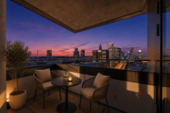 Abendstimmung auf der Loggia - 3 Zimmer mit Skyline-Blick im PRAEDIUM mit Concierge