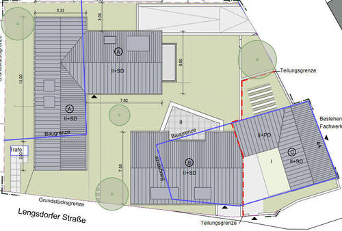Dachaufsicht Haus A,B,C - 