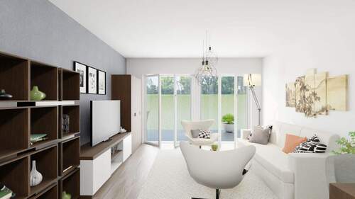 Wohnen - Achim-Uesen: Moderne NEUBAU-2-Zimmer-Wohnung mit 20 m² großer Terrasse & eigenem Gartenanteil