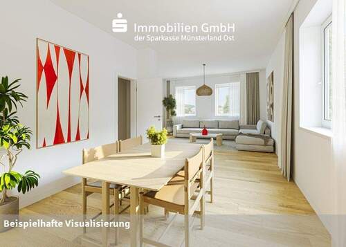 Wohn- und Essbereich im Erdgeschoss - 6 Zimmer Mehrfamilienhaus, Wohnhaus in Oelde