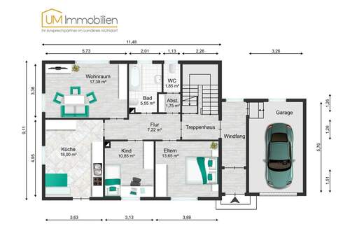 EG-GrundR - 6 Zimmer Mehrfamilienhaus, Wohnhaus zum Kaufen in Polling