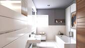 Tagesbelichtete Bad mit Dusche/Badewanne - 