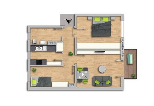 3-Zimmer-RLS 7-11 re.jpg - 3 Zimmer Etagenwohnung zur Miete in Eisenach