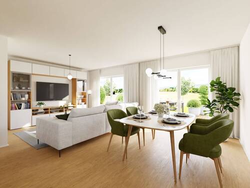 Visualisierung Wohnzimmer - 4 Zimmer Doppelhaushälfte zum Kaufen in Kamen