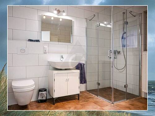 großes Dusch-Bad mit Waschmaschine - 