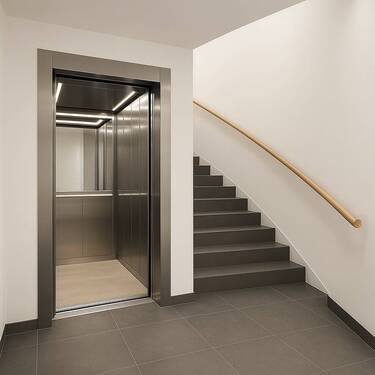 Treppenhaus /Visualisierung - Etagenwohnung mit 68,30 m² in Uffing am Staffelsee zum Kaufen