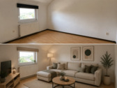 Wohnzimmer - virtually staged - Bezahlbares Zuhause mit Ausbaureserve - 4-Zimmer-Dachgeschosswohnung mit großem Keller und Dachboden