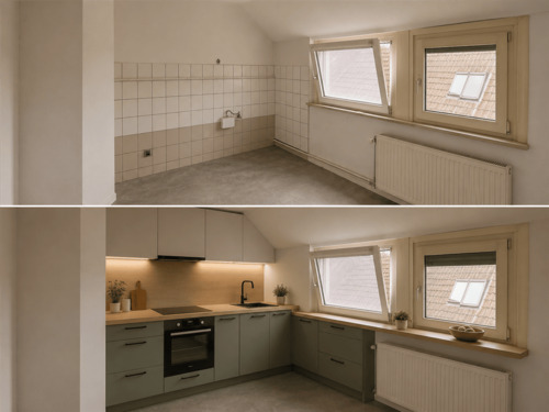 Küche - virtually staged - Etagenwohnung mit 83,00 m&sup2; in Baden-Baden zum Kaufen