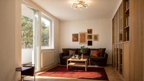 Wohnzimmer - visualisiert - 2 Zimmer Etagenwohnung zum Kaufen in Berlin