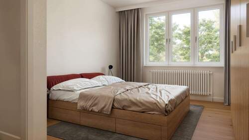 Schlafzimmer - visualisiert - Etagenwohnung mit 50,00 m&sup2; in Berlin zum Kaufen