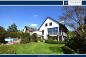 Gartenansicht Westen - Elegantes Anwesen in schöner Wohnsiedlung mit Pool und herrlichem Garten!