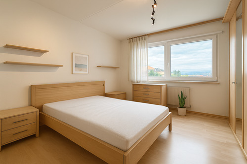 Schlafbereich (Ki möbliert) - Etagenwohnung mit 94,00 m² in Waiblingen zum Kaufen