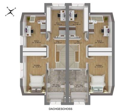Dachgeschoss Variante 1 - 