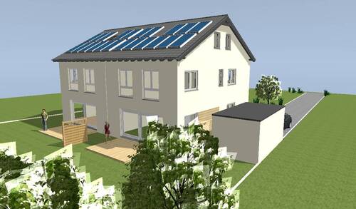 Ansicht.jpg - DHH als KfW-40 Haus (Hausbreite 9 Meter) mit großem Grundstück in ruhiger Wohnlage