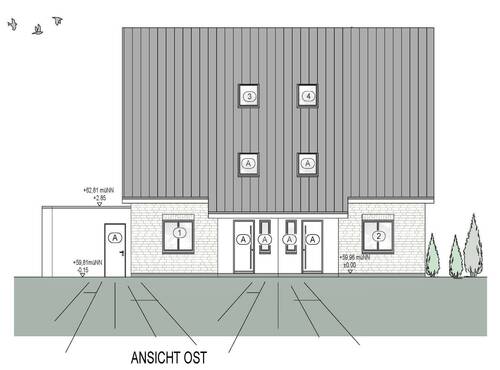 Ansicht Ost - Terrassenwohnung mit 67,00 m&sup2; in Gescher zum Kaufen