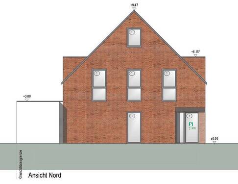Ansicht Nord - KFW 40! Neubau! Modernes Reihenhaus mit Terrasse und Garten in Borken-Weseke