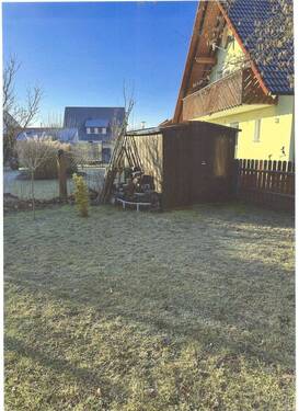 DHH Reichenschwand, Garten mit Geräteschuppen.jpg - 4 Zimmer Doppelhaushälfte in Reichenschwand