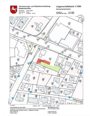 Liegenschaftskarte - HVV Immobilien: Interessantes Baugrundstück für Gewerbe und Wohnraum zentral in Achim-Uesen zu verkaufen!