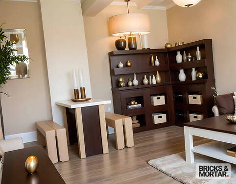 Wohnzimmer (virtual staged) - 2 Zimmer Etagenwohnung zum Kaufen in Dresden