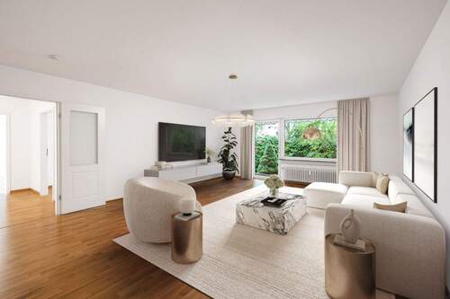 Wohnzimmer - Etagenwohnung mit 123,00 m&sup2; in München zum Kaufen