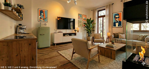 Wohnzimmer (Einrichtung KI-visualisiert) - 2 Zimmer Etagenwohnung in Chemnitz