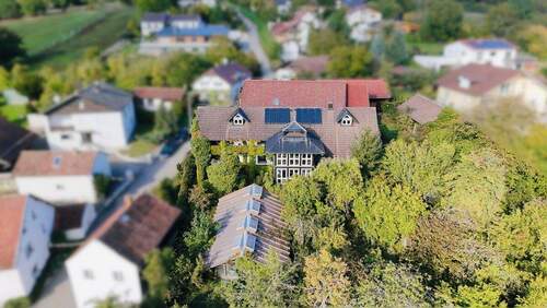 Luftansicht - Hofstelle in Wildgarten-Idylle mit Sanierungschancen - eine Bühne für echte Macher