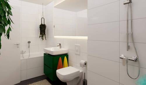 Das Badezimmer enthält eine bodengleiche Dusche - 3 Zimmer Etagenwohnung in Hasloh