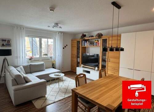 Blick in den Wohn- Essbereich - 2 Zimmer Etagenwohnung in Fürth