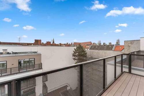 Balkon Musterwohnung - 3-Zimmer-Neubauwohnung mit praktischem Grundriss und tollem Ausblick