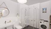 Modern gefliestes Bad mit bodengleicher Dusche - 3 Zimmer Etagenwohnung in Köln-Weidenpesch