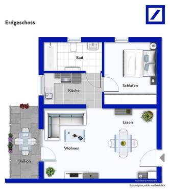 Grundriss Erdgeschoss - Sorglos investieren in Schiffweiler! Barrierefreie 2-ZKB!