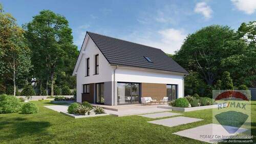 Gartenansicht - Modernes EFH KfW 40 (QNG) in Traumlage nahe Augsburg