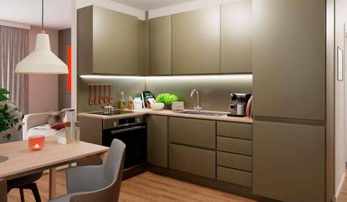 Die offene Wohnküche lädt zu gemeinsamen Mahlzeiten ein - 