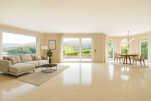 Visualisierung Wohnbereich mit teilsepariertem Essbereich - 4 Zimmer Etagenwohnung zum Kaufen in Schluchsee