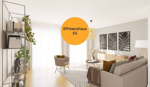 Bodentiefe Fenster erleuchten das Wohnzimmer - Ihr modernes Zuhause im Grünen - 450.735,00 EUR Kaufpreis, ca.  102,30 m² Wohnfläche